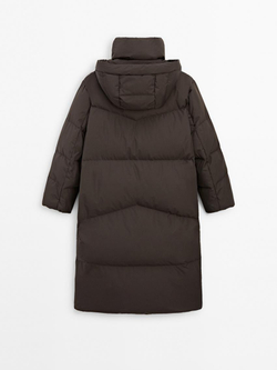 Massimo Dutti Пуховик из высокотехнологичной ткани, коричневый