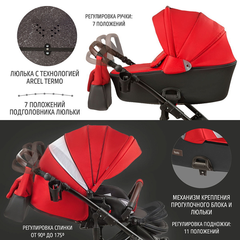 Детская коляска Nuovita Carro Sport 2 в 1 Rosso nero/Крассно-черный
