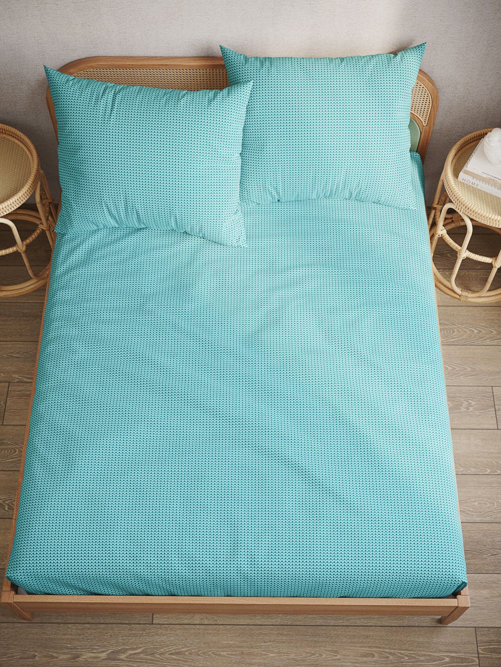 Постельное белье перкаль Сказка "Вязание" семейное Наволочка 50х70 см 2 шт Простынь на резинке 160x200 см Пододеяльник 145x215 см 2шт