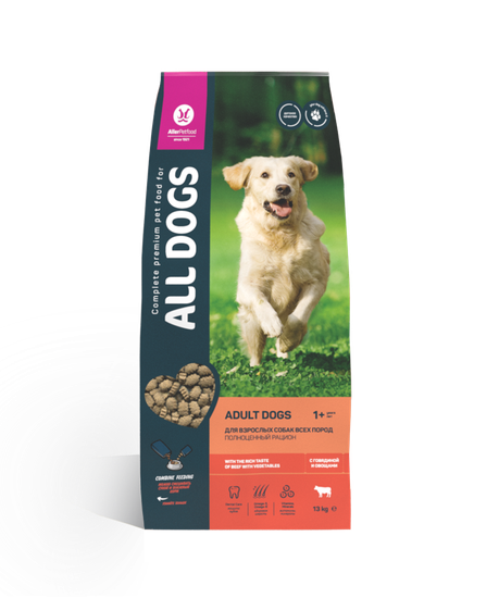 All Dogs Сухой корм для взрослых собак Говядина с овощами