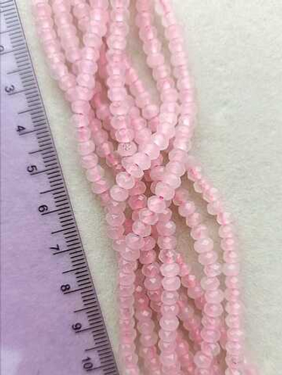 44260-роз Кварц тон. розовый, гранёный рондель 4*3мм, нить 35см