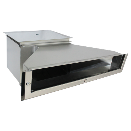 Скиммер для бассейна до 25м² под пленку с узкой горловиной под высокий борт (перелив ВР2", дол. ВР½", нержавеющая сталь AISI-304) - Runvil Pools, Россия