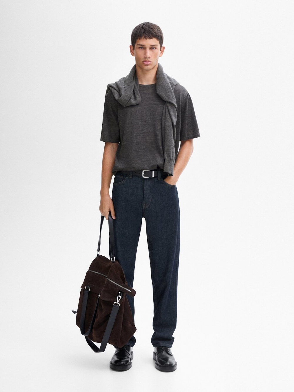 Massimo Dutti Футболка из мягкой ткани, темно-серый