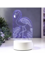 Светильник 3D ночник RISALUX «Фламинго», LED RGB, от сети, 9