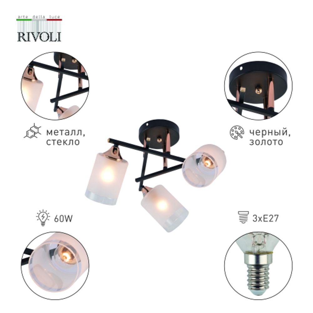 Люстра Rivoli Fiona 3163-303 3 х Е27 60 Вт модерн | Rivoli