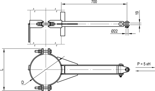 Фиксаторный кронштейн для одного фиксатора на железобетонной стойке