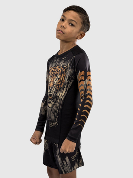 Рашгард детский Venum Tiger Black/Neo Orange L/S
