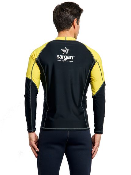Футболка рашгард лонгслив Sargan Агидель UPF 50+ мужская черно-желтая