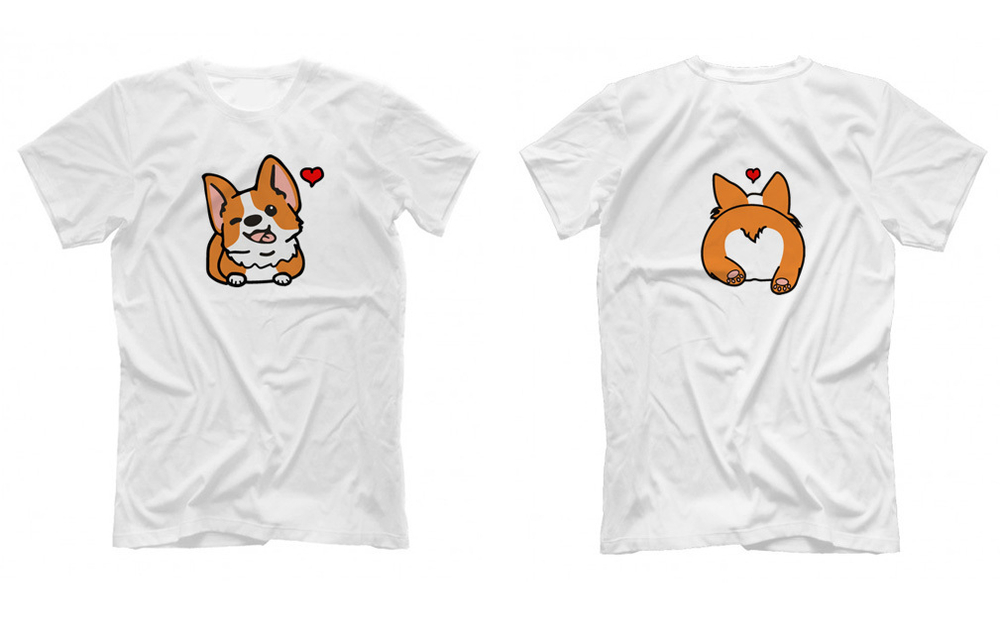 Футболка двусторонняя "Корги - любовь"