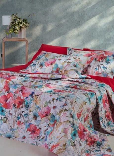 Постельное белье 2 спальное евро Mirabello Acquerello R80 Rosso розовое