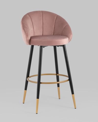 Стул барный Наоми велюр розовый