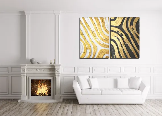 Модульная картина "Золотые волны"