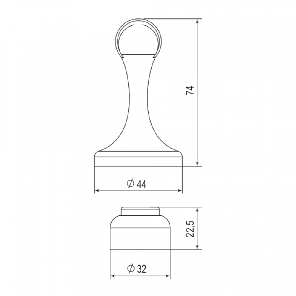 Упор дверной магнитный DSM-45 GR-23 графит