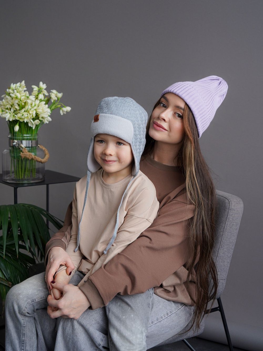 Шапка весенняя/осенняя вязаная (Стальной) ТОКИ