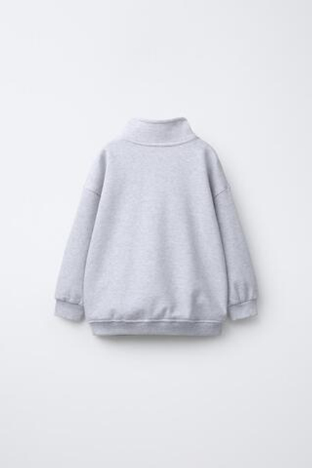 ZARA ТОЛСТОВКА С ВЫШИВКОЙ «МЕДВЕДЬ», СЕРЫЙ МЕЛАНЖ