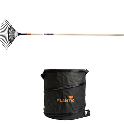 Промонабор грабли веерные Plantic Terra + Универсальный садовый мешок Plantic (S) 58л.
