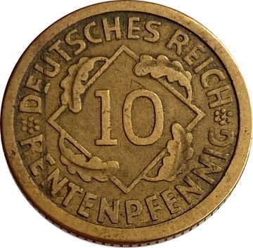 10 рентенпфеннигов 1924 Германия "F"