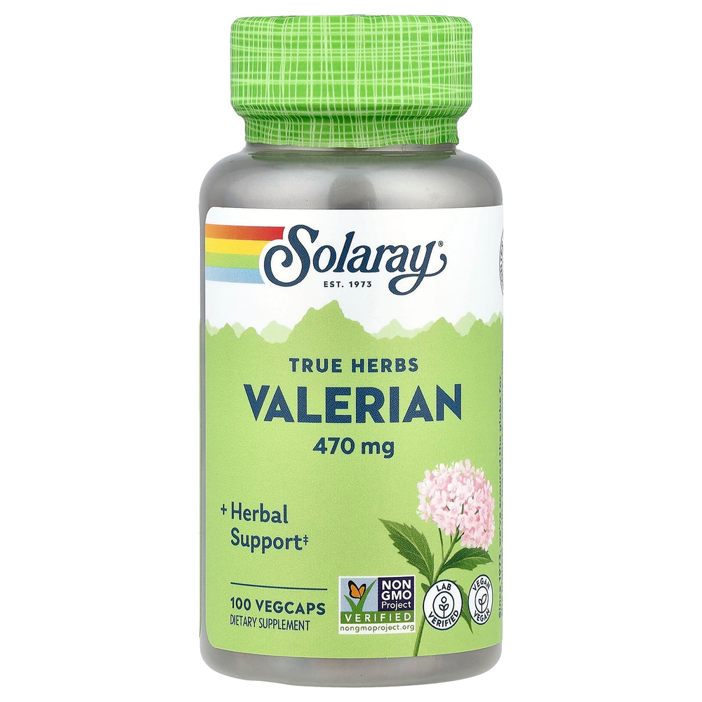 Solaray, True Herbs, валериана, 470 мг, 100 капсул VegCap