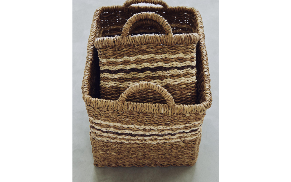 Zara Home Корзина из морской травы, цвет коричневый, 40 см · 6190/049