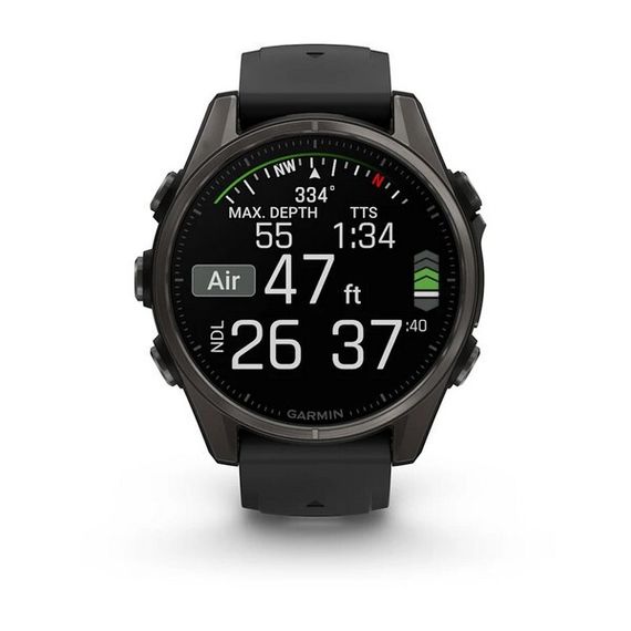 Garmin Fenix 8 AMOLED Sapphire 43 мм – с титановым DLC корпусом, пепельно-серый ремешок