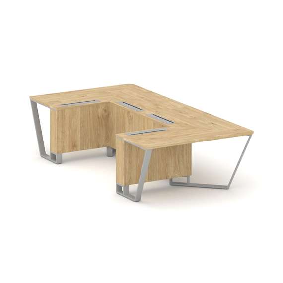 Steel Meet Стол переговорный П-образный KDK-PR.B.SP-07P Тиквуд Светлый/Металл Серый 1600*3200*750