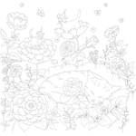 Days with Cats and Flowers. Coloring Book