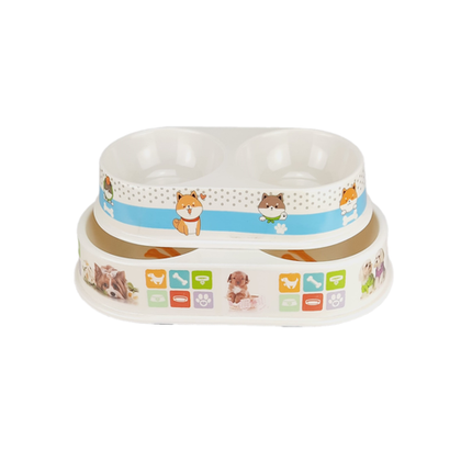 DOGMAN Миска двойная цветная пластиковая, 2*0,3 л