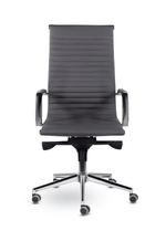 Кресло Кайман СН-300 софт, высокая спинка, хром, экокожа Santorini, цвет тёмно-серый