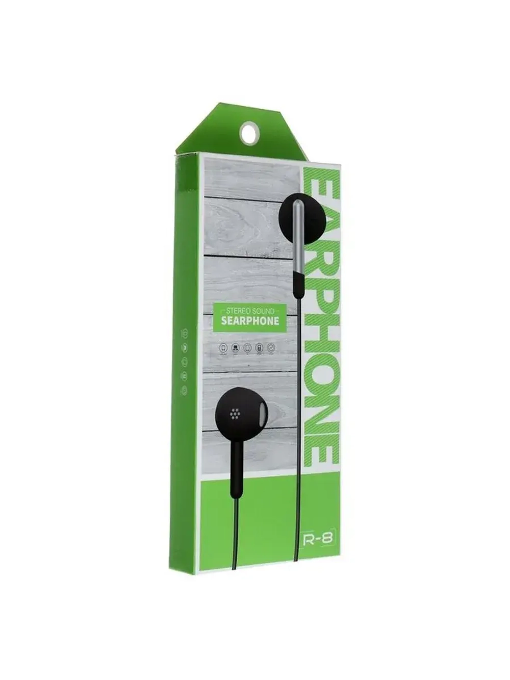 Наушники R-8, проводные, вкладыши, микрофон, 1 м, Jack 3.5 м