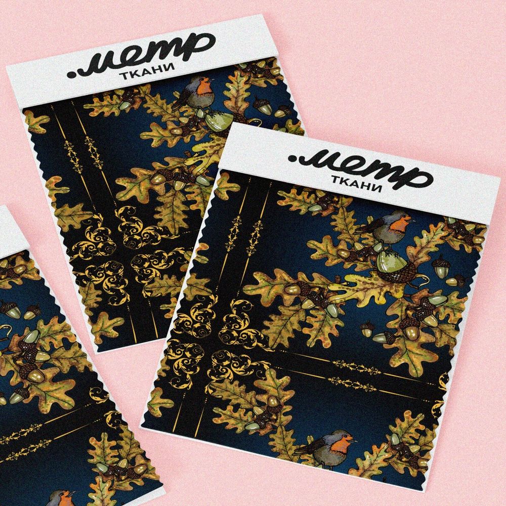 Ткань барби желуди с листьями