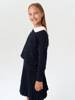 Джемпер для девочки с длинным рукавом AT977-1 синий-золотистый