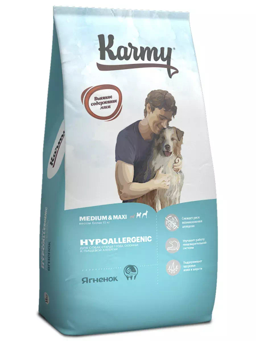 Сухой корм Karmy Medium & Maxi  Hypoallergenic для собак средних и крупных пород, ягненок, 14 кг