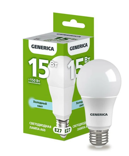 GENERICA IEK Лампа светодиод 15Вт груша А65 Е27 6500К
