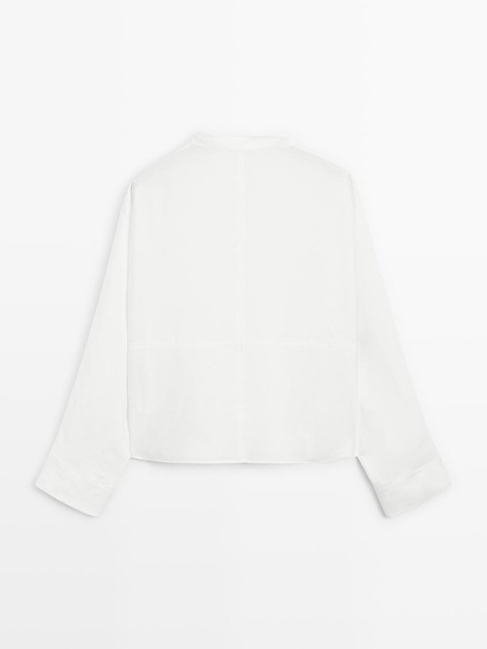 Massimo Dutti Рубашка с воротником-стойкой и декоративными швами спереди, бежевый