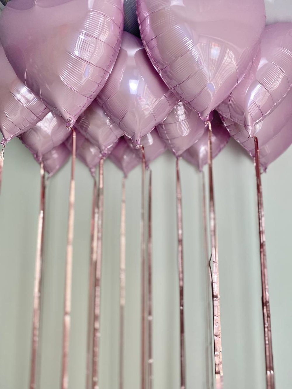 Шары сердца розовые под потолок №2849