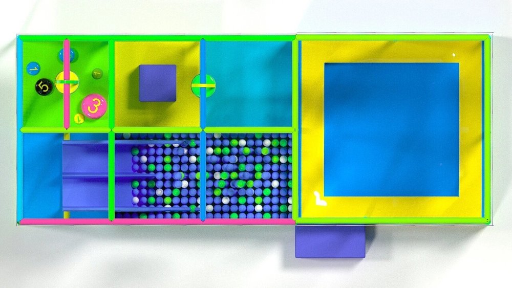 Детский игровой лабиринт «Дружок+батут» 13,6м² (5,8*2,35*2,5м)
