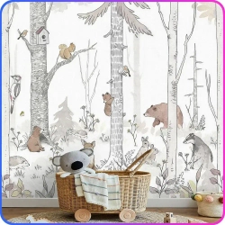 Фотообои детские Лесные животные 300х270 см Luxury Walls AM38303