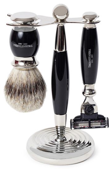 НАБОР КИСТЬ ДЛЯ БРИТЬЯ СТАНОК С ЛЕЗВИЕМ MACH3 ЭБОНИТ T&H