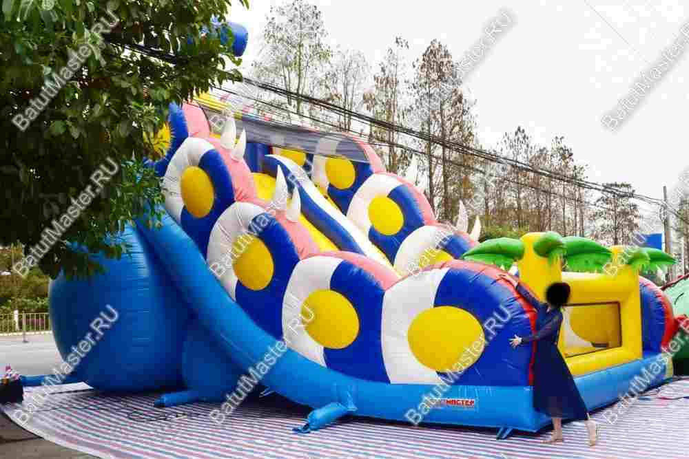 Батут-горка "Дракон синий", 10*5*8 м