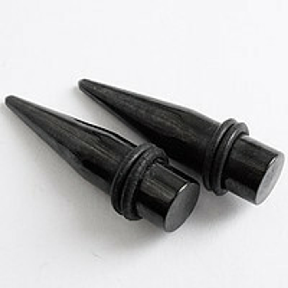 Черные растяжки из стали для пирсинга ушей. Набор (9 шт. разного размера) от 1,6 до 10 мм. Сталь 316L, Титановое покрытие