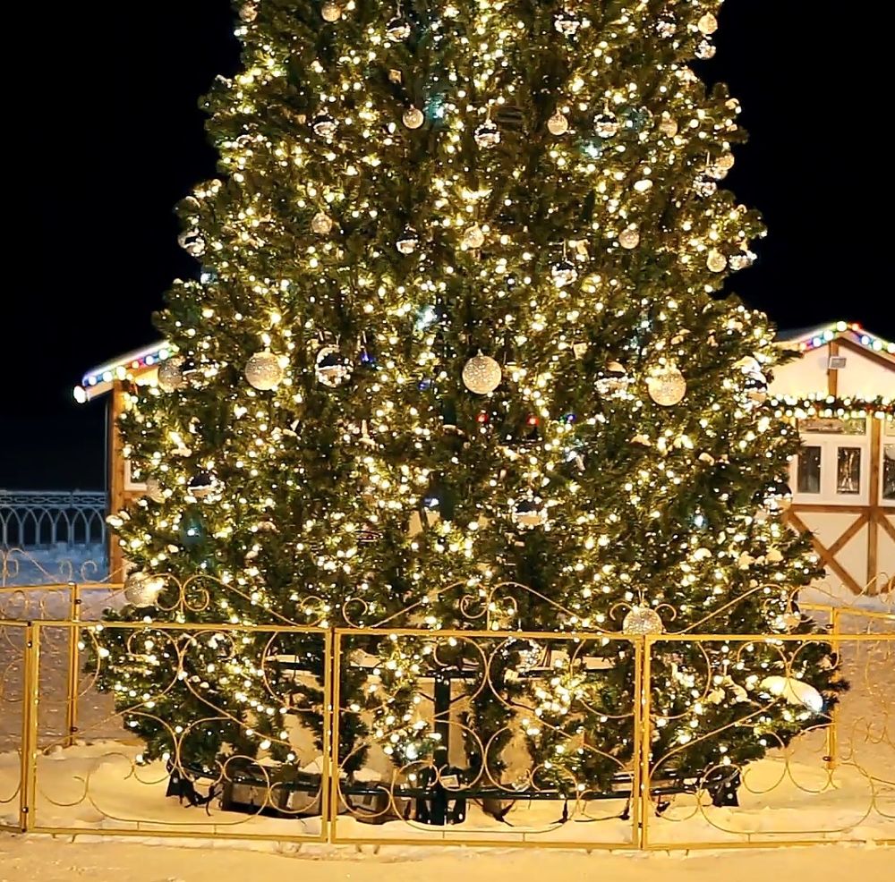 Светодинамическая елка каркасная - встроенная гирлянда: теплый свет - "Уральская" 11 м