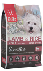 Сухой корм для собак мелких пород Blitz Sensitive Lamb & Rice Adult Dog Small Breeds с ягнёнком 7 кг