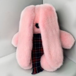Игрушка кролик - из меха норки | Розовый