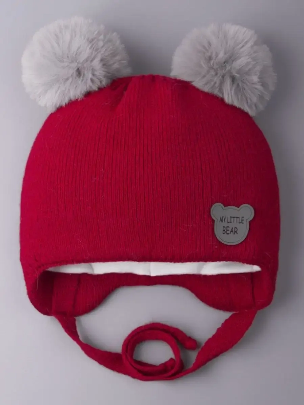 Шапка детская зимняя вязаная с ушками