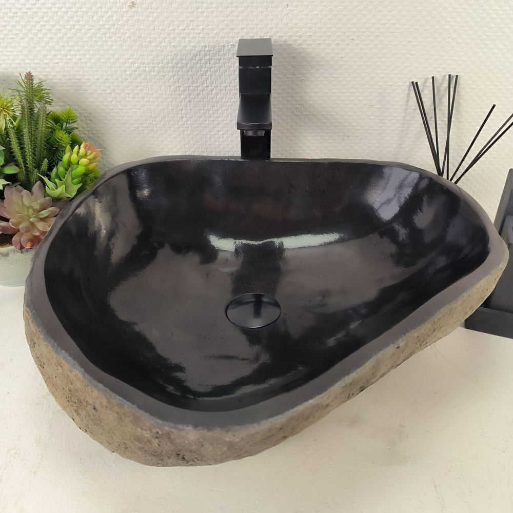 Каменная раковина из речного камня RS-05061 (48*47*15) 0857 из натурального камня