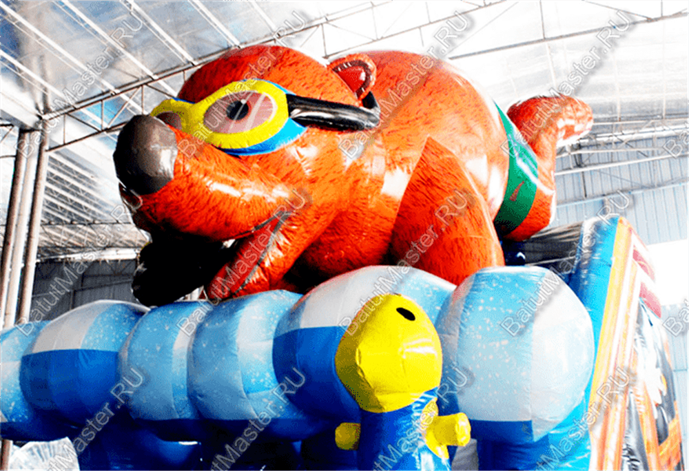 Коммерческий надувной батут "Мишка на волне"