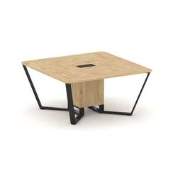 Steel Meet Стол переговорный квадратный KDK-PR.B.SP-08 Тиквуд Светлый/Металл Черный 1600*1600*750