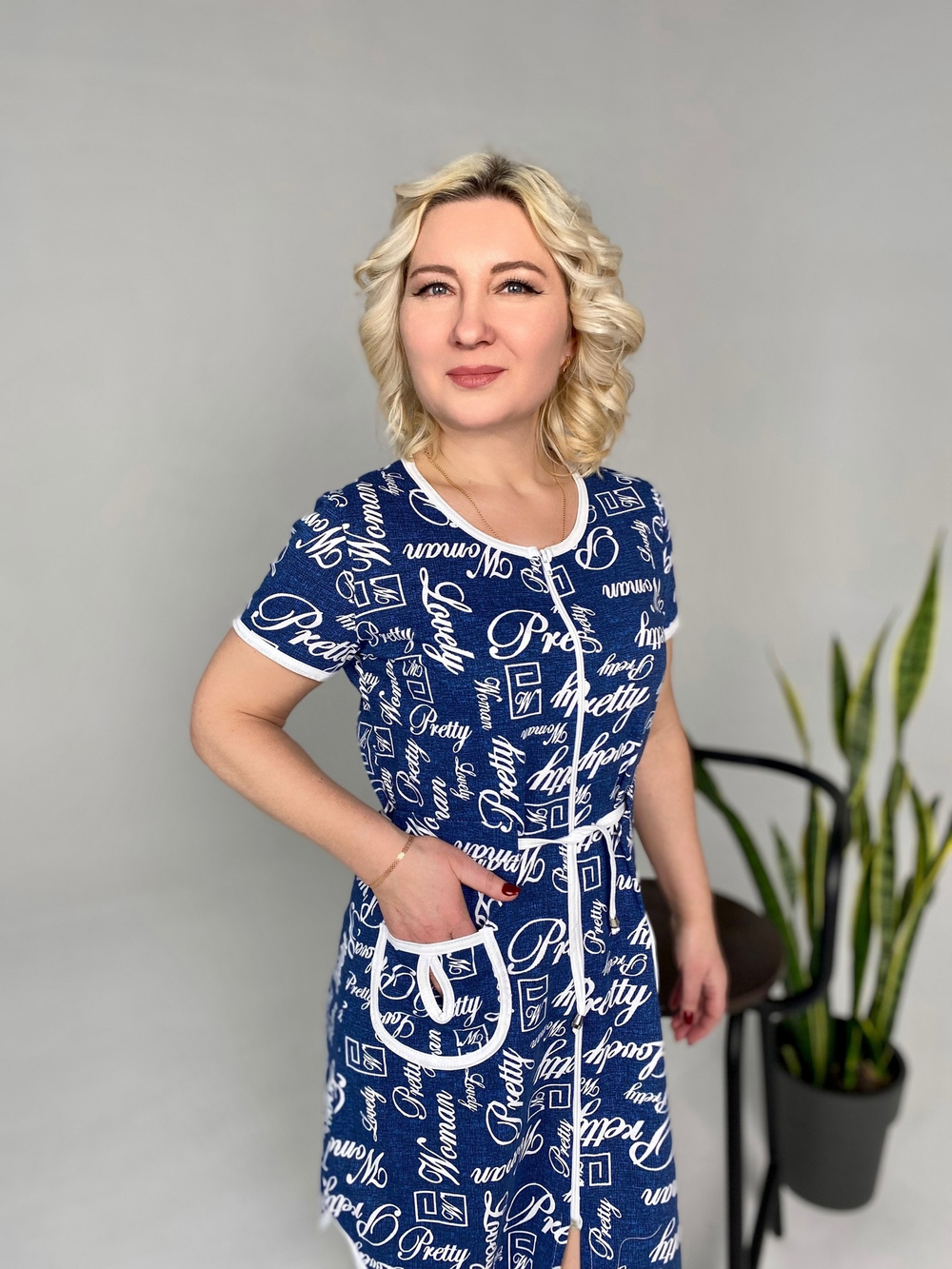 Халат женский "Глаша К.П" молния (Кокетка)