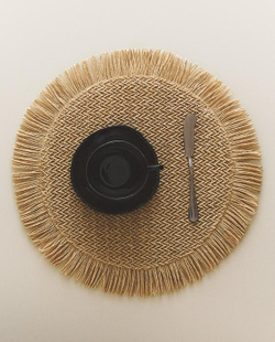 ZARA HOME ПОДСТАВКА ПОД СТОЛОВЫЕ ПРИБОРЫ ИЗ БУМАЖНОЙ ЛОЗЫ С БАХРОМОЙ (2 ШТ.), СВЕТЛО-БЕЖЕВЫЙ
