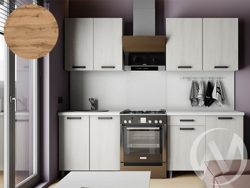 Кухня Элиана 1.8м (корпус белый/ясень анкор светлый) 26мм дуб вотан